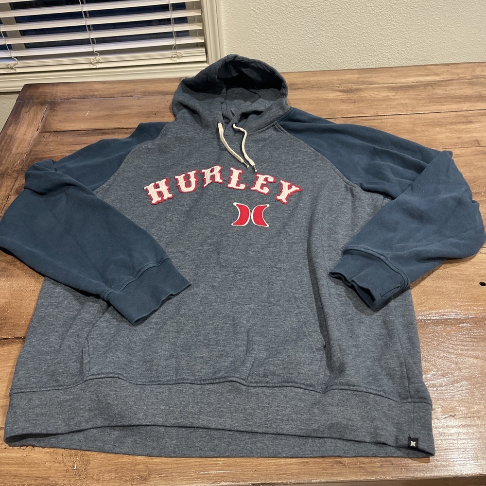 Hurley Hoodie Mens XL Blue  Pullover Lined Warm w/ Logo Street wear Cali